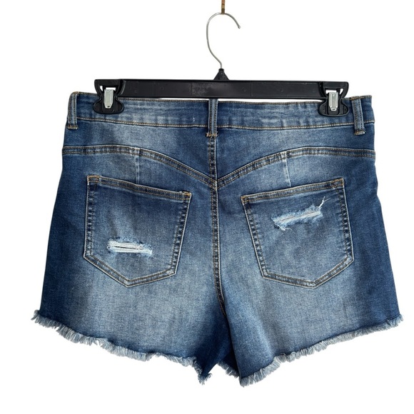 Ariya Jeans Shorts Distressed Raw Frayed Hem Womens Size 13 / 31 Stretch Denim - Picture 14 of 15